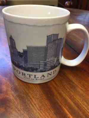Starbucks 2008 18 oz Mug Cup Portland City of Roses White Blue Blueprint Oregon - Sold on eBay Nov, 9th 2019 for $17.49