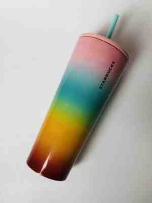 Starbucks Stainless Rainbow Tumbler With Straw 24oz Venti Summer New - Sold on eBay Nov, 9th 2019 for $45.00