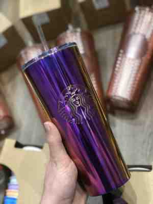 New Starbucks 2019 Summer Rainbow Iridescent Metallic Stainless Tumbler Cup 24oz - Sold on eBay Nov, 9th 2019 for $39.95