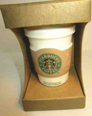 NEW Starbucks Coffee Holiday Ornament Christmas Ceramic Mug To Go Cup 2008 Box - Sold on eBay Nov, 9th 2019 for $16.00