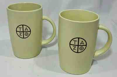 2 Starbucks Coffee Tazo Logo Tea Mugs Cups 2012 Beige with Brown Logo 11.8 Oz - Sold on eBay Nov, 9th 2019 for $23.98