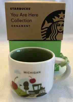 STARBUCKS COFFEE MUG ORNAMENT You Are Here MICHIGAN Traverse Cherries NEW IN BOX - Sold on eBay Nov, 9th 2019 for $24.95