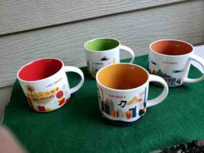 4 Starbucks Mugs "YAH You are Here" Brand New 2 ,2 Cities - Sold on eBay Nov, 9th 2019 for $50.00