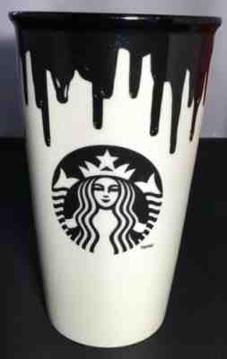Starbucks 2014 Band of Outsiders Black/White Drip Paint Coffee/Tea Travel Mug - Sold on eBay Nov, 9th 2019 for $17.49