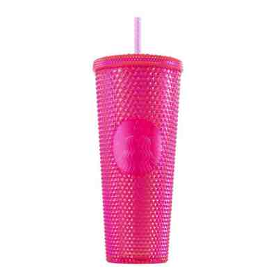 NEW STARBUCKS 2019 Neon Pink Studded Cold Cup Tumbler Winter Holiday 24oz  - Sold on eBay Nov, 9th 2019 for $25.99