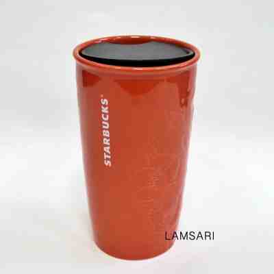 Starbucks 2019 Valentine Orange Floral Double Wall Ceramic Traveler Mug Tumbler  - Sold on eBay Nov, 9th 2019 for $31.28