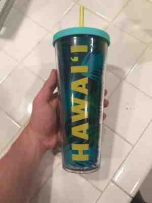 2016 Starbucks HAWAII 24 OZ BLUE PALMS VENTI  TUMBLER COFFEE TO GO COLD CUP MUG - Sold on eBay Nov, 9th 2019 for $39.95