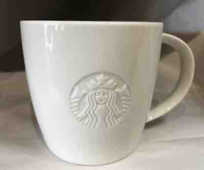 STARBUCKS 2010 WHITE PORCELAIN COFFEE CUP MUG VENTI 20oz EMBOSSED MERMAID LOGO - Sold on eBay Nov, 9th 2019 for $35.99