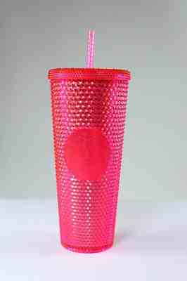 NEW STARBUCKS 2019 Neon Pink Studded Cold Cup Tumbler WINTER HOLIDAY 24 oz - Sold on eBay Nov, 9th 2019 for $40.00