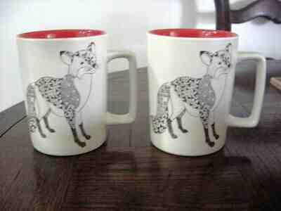Starbucks Ceramic  Fox Mug 2017  White With Red Interior Collectible X 2 New - Sold on eBay Nov, 9th 2019 for $15.00