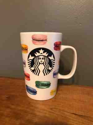 Starbucks Coffee Cup Mug, 16oz, 2015 Dot Collection Rainbow French Macarons - Sold on eBay Nov, 9th 2019 for $26.99