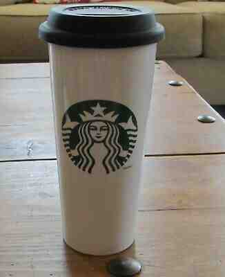 Nice STARBUCKS '14 Ceramic 16oz Cup/Tumbler W/ Lid Double Wall Siren Logo (XS69 - Sold on eBay Nov, 9th 2019 for $20.95