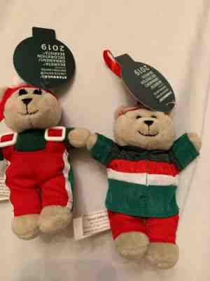 2019 Starbucks 2 Bearista Teddy Bear Boy & Girl Ski Christmas Holiday Ornament - Sold on eBay Nov, 9th 2019 for $35.00