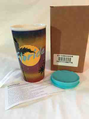 Starbucks 2 NEW Florida Sunset Palm Trees Travel Tumbler Mug Coffee Cup  - Sold on eBay Nov, 9th 2019 for $25.00