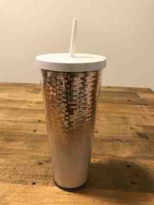 NEW Starbucks 2018 Rose Gold Holiday Sequin Glitter Tumbler Cup 24 OZ - Sold on eBay Nov, 9th 2019 for $34.99