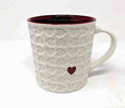 Starbucks Embossed Hearts Mug 16 oz Large Coffee Mug 2007 Red Interior Valentine - Sold on eBay Nov, 9th 2019 for $22.97