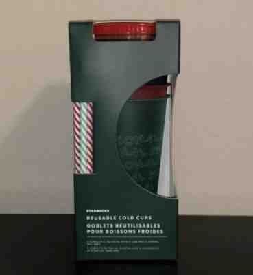 Starbucks 2019 Holiday Christmas Reusable Cold Cups With Straws 24oz 5 Pack NIB - Sold on eBay Nov, 9th 2019 for $29.95