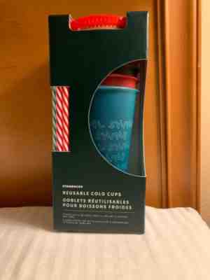 Starbucks Holiday Reusable Cold Cups with Straws 24oz 5 pack - Sold on eBay Nov, 9th 2019 for $18.50