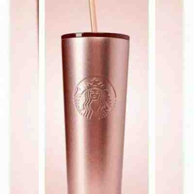 2019 Starbucks Rose Gold Glitter Stainless Steel Cold Cup Tumbler 24oz Venti - Sold on eBay Nov, 9th 2019 for $43.00