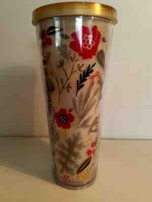 NEW Starbucks Double Wall Venti Floral Print 24 oz Cold Tumbler Multi-Color 2014 - Sold on eBay Nov, 9th 2019 for $21.00