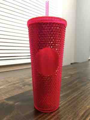 1 NEW STARBUCKS  2019  Neon Pink Studded Cold Cup Tumbler WINTER HOLIDAY 24 oz - Sold on eBay Nov, 9th 2019 for $22.00