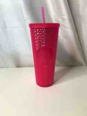 Starbucks Hot Neon Pink Studded Cold Cup Tumbler Winter Holiday 2019 24 oz  - Sold on eBay Nov, 9th 2019 for $29.99