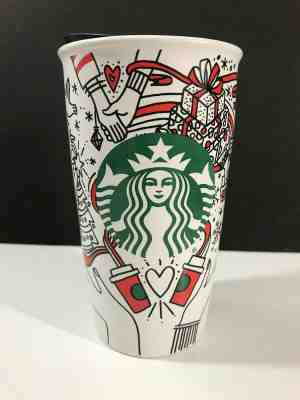 Starbucks Christmas Gifts Ceramic Travel Mug Doves Tree Ornaments Holiday 12 oz - Sold on eBay Nov, 9th 2019 for $19.95
