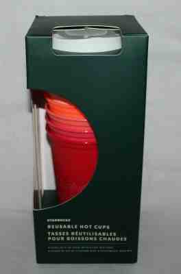 NEW Starbucks 2019 Winter Holiday Christmas Reusable HOT Cups 6 Pack Lids Reds - Sold on eBay Nov, 8th 2019 for $28.98