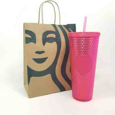 STARBUCKS 2019 Neon Pink Studded Cold Cup Tumbler Winter HOLIDAY Venti 24 Ounce - Sold on eBay Nov, 8th 2019 for $34.00