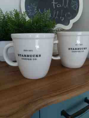Starbucks Set of 2 WHITE BARISTA COFFEE CO Cups Mugs 2001  18oz Jumbo Size - Sold on eBay Nov, 8th 2019 for $18.00