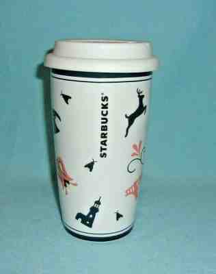 Starbucks Coffee 6" Tall Ceramic Pennsylvania Dutch Amish Travel Mug With Lid - Sold on eBay Nov, 8th 2019 for $29.99