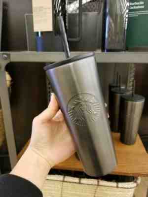 NEW 2019 Starbucks Dark Gray Stainless Steel Travel Tumbler Cold Cup 20 oz - Sold on eBay Nov, 8th 2019 for $36.80