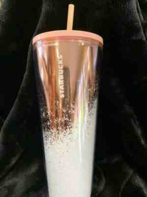 NEW STARBUCKS 2019 Rose Gold & Pink Cascading Snow Tumbler WINTER HOLIDAY Cup  - Sold on eBay Nov, 8th 2019 for $32.00
