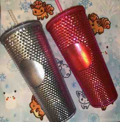 2 Starbucks Holiday 2019 Venti Studded Tumblers Hot Pink Iridescent Winter Set - Sold on eBay Nov, 8th 2019 for $65.00