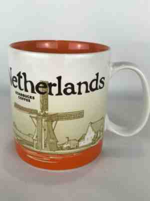 Starbucks Mug Netherlands 2017 16 oz. Collector Series Windmill Flowers Orange - Sold on eBay Nov, 8th 2019 for $29.90