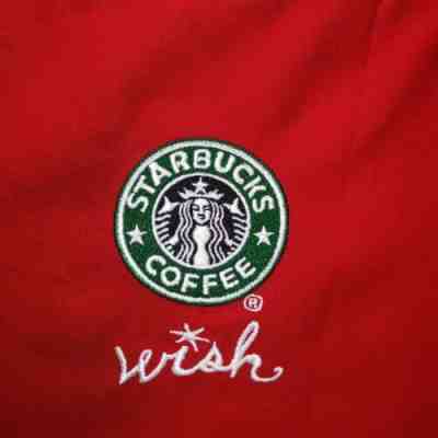 Red Starbucks Holiday Apron "Wish" Old Logo Embroidered - Sold on eBay Nov, 8th 2019 for $39.99