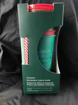 Starbucks 2019 Holiday Christmas Winter Reusable Cold Cups 5 pack w/ Straws New - Sold on eBay Nov, 8th 2019 for $28.56
