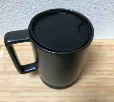 STARBUCKS Black 14oz Coffee Mug Non Slip Rubber Bottom Travel Ceramic With Lid - Sold on eBay Nov, 8th 2019 for $18.00