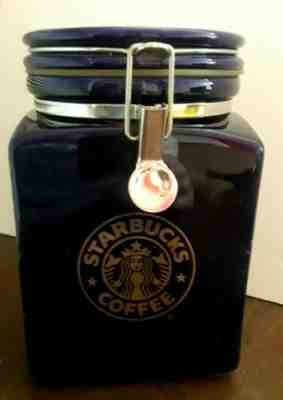 STARBUCKS Airtite Cobalt Blue Coffee Jar Canister wire-bale seal JAPAN Large 8" - Sold on eBay Nov, 8th 2019 for $25.50