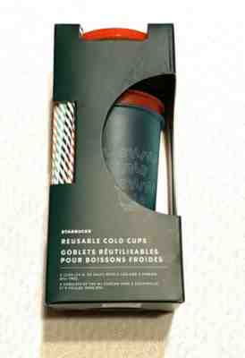 Starbucks 2019 Holiday Christmas Reusable Cold Cups With Straws 24oz 5 Pack NIB - Sold on eBay Nov, 8th 2019 for $33.00