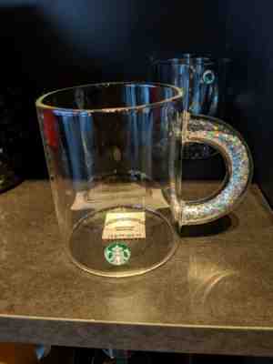 Starbucks Glitter Handle Glass Mug 2019 Holiday Cup Holographic Rainbow Holo - Sold on eBay Nov, 8th 2019 for $30.00