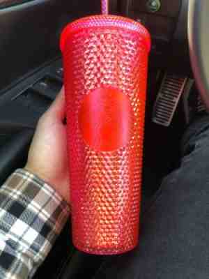 STARBUCKS Red/Pink Studded Cold Cup Tumbler WINTER HOLIDAY 2019 24 oz - Sold on eBay Nov, 8th 2019 for $37.00