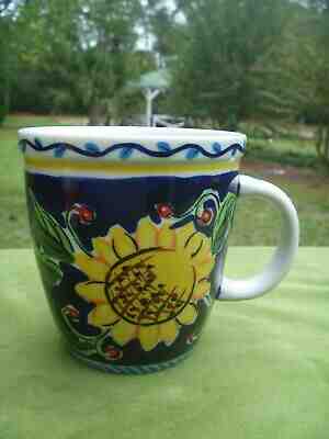 2002 Starbucks Coffee Barista Oversized Mug Cup Cobalt Blue w Sunflowers - Sold on eBay Nov, 8th 2019 for $17.95