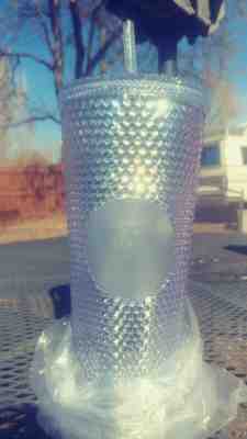 NEW STARBUCKS 2019 Bling Platinum Studded Cold Cup Tumbler RARE - Sold on eBay Nov, 8th 2019 for $34.00