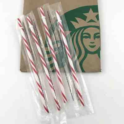 Starbucks Reusable Straws Holiday Candy Cane 2018 Sealed Quantity Four New - Sold on eBay Nov, 8th 2019 for $24.29