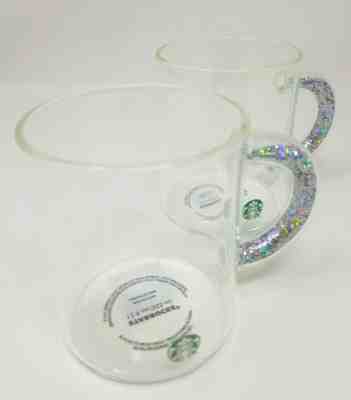 Starbucks 2019 Lot of 2 - Christmas Glass Mug Set Glitter Handle Holiday Rainbow - Sold on eBay Nov, 8th 2019 for $58.94
