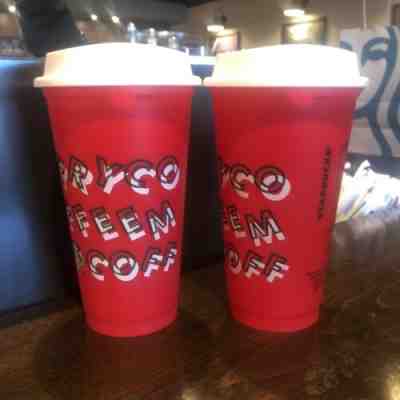 New 2019 Starbucks Set Of Two Reusable Plastic Holiday Red Cup Gift LOT - Sold on eBay Nov, 8th 2019 for $17.00