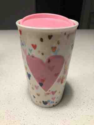 Starbucks Valentine Raised Pink Heart Double Wall Ceramic Traveler Tumbler 2018 - Sold on eBay Nov, 8th 2019 for $39.99