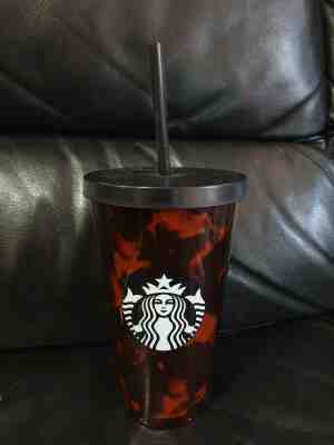 NEW Starbucks 2019 Amber Smoke Tumbler GRANDE 16oz + Black Lid and Straw RARE - Sold on eBay Nov, 8th 2019 for $19.99