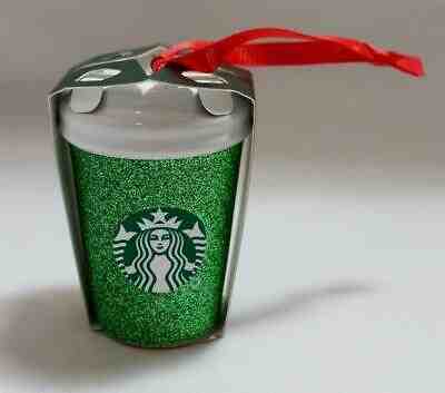 2018 Starbucks Green Glitter Coffee Cup Christmas Tree Ornament Stocking Stuffer - Sold on eBay Nov, 8th 2019 for $24.00